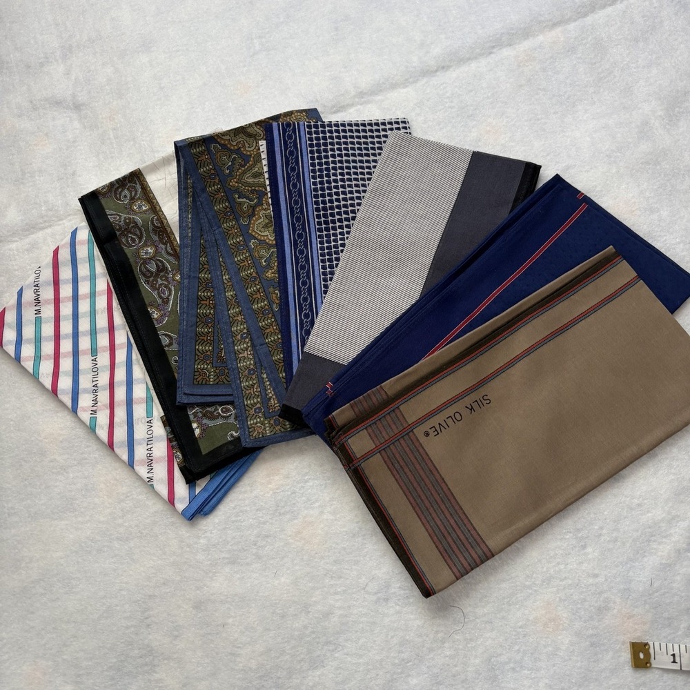 Lot (7) Handkerchief Paisley Stripe Geometric Cotton Multicolor Accessory